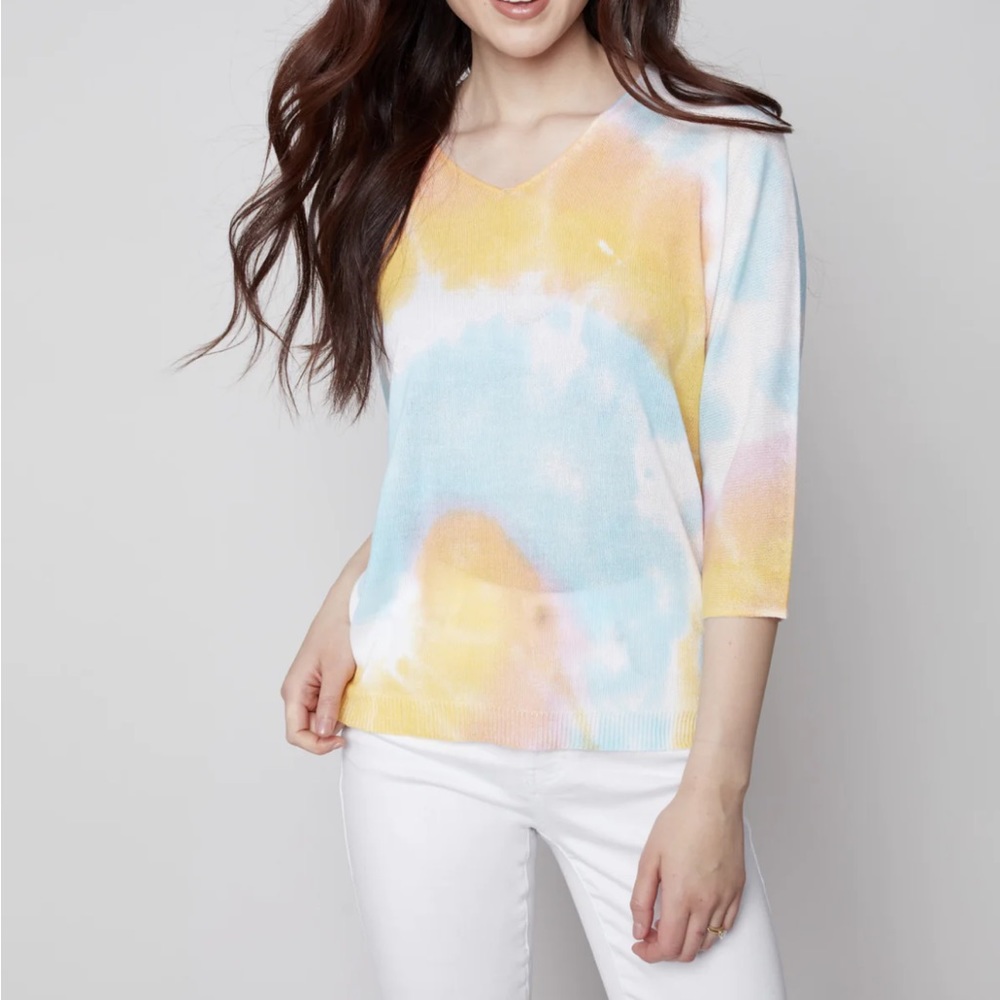 Charlie B Tie Dye Knit Top for Women Pastel Size XL